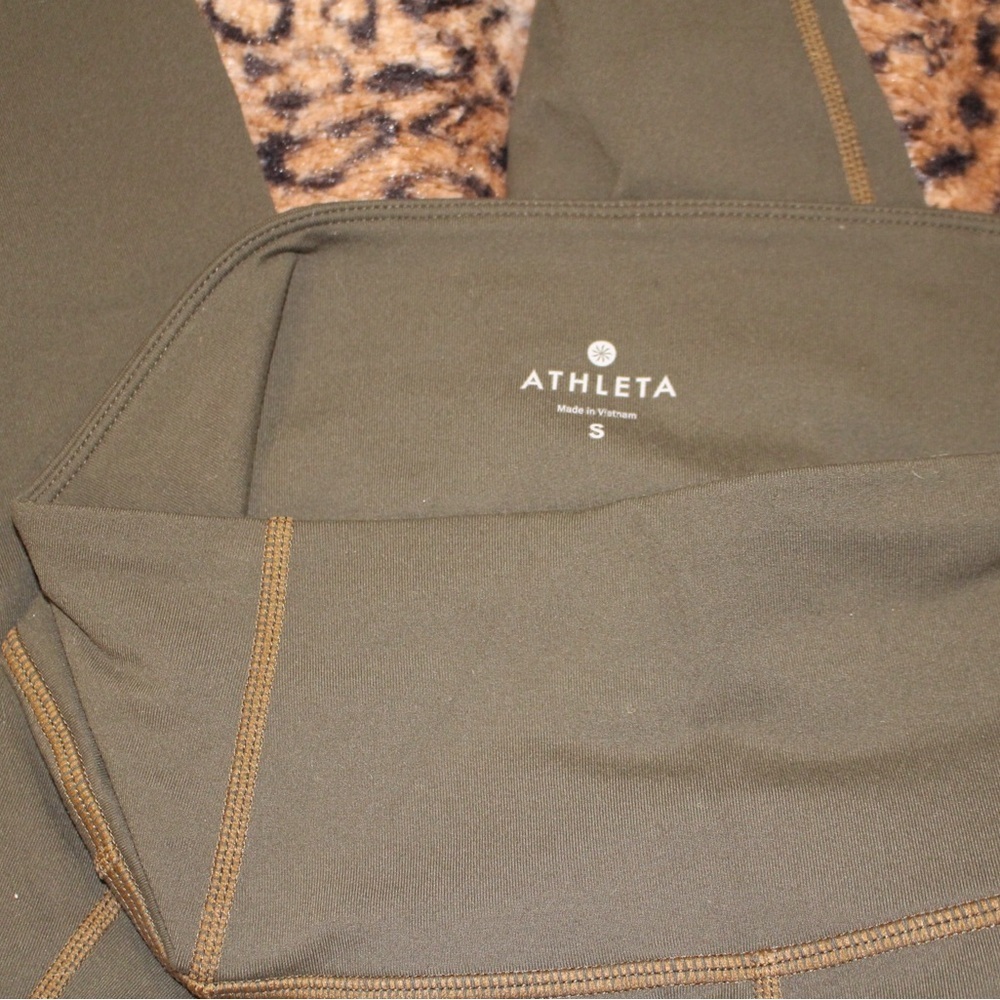 Athleta Green Contrast Stitch Leggings | Size S - Picture 4 of 5